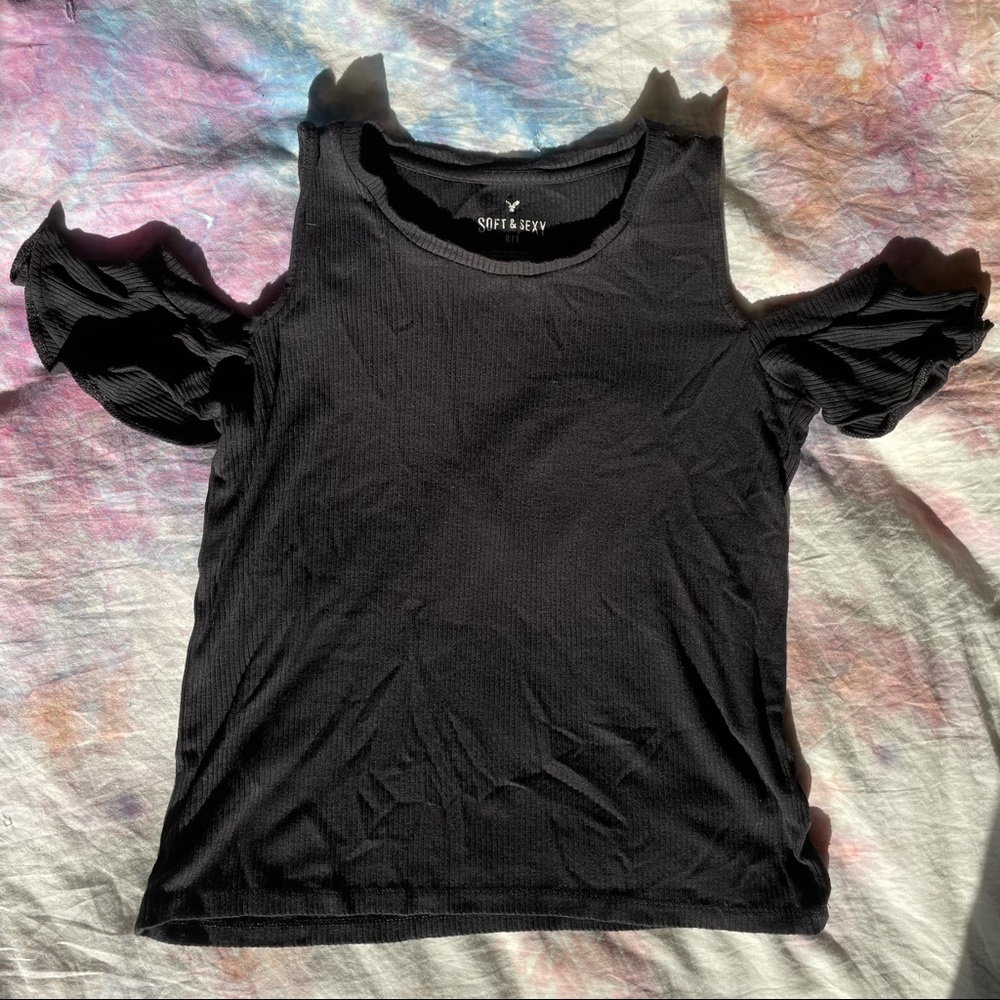 AEO Rib Knit Cold-Shoulder Top